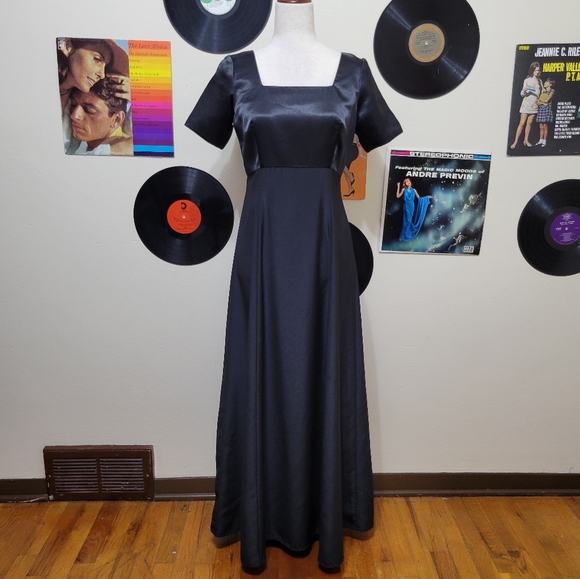 Stage Accents | Black Satin + Matte Performance Gown - Picture 1 of 6